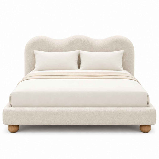 The Cove Modern White Boucle Upholstered Bed