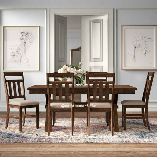 Cross Legs 6 Seater Dining Table Set