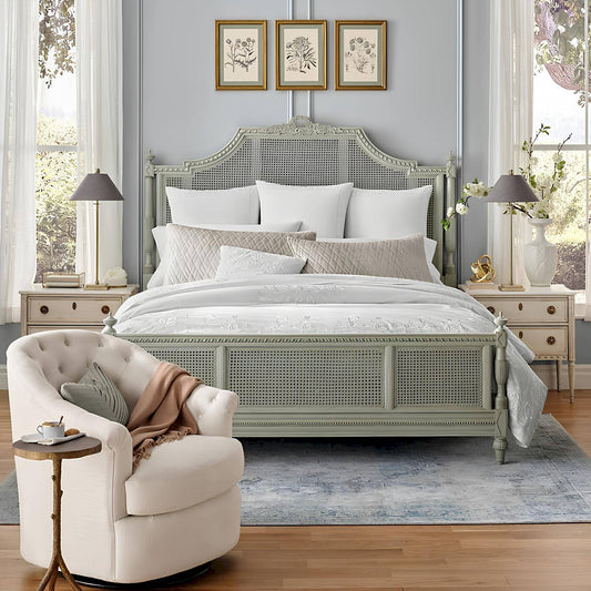 Vintage French Rattan Bed