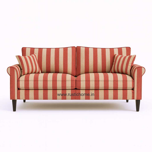 Modo Linen Red Stripe 3 seater sofa