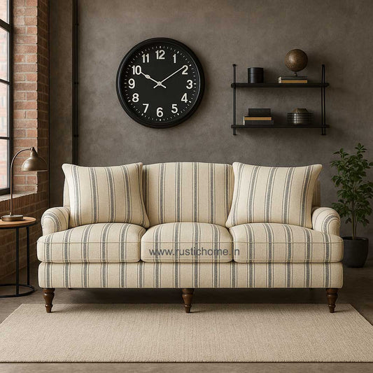 Blakeney Blue Stripe Printed Three Seater Sofa
