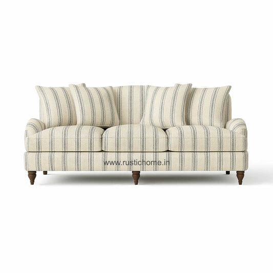 Blakeney Blue Stripe Printed Three Seater Sofa