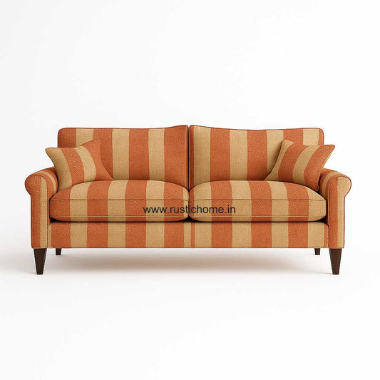Modo Linen Rust Stripe 3 seater sofa