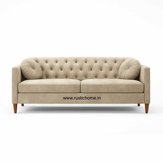 Carmel Velvet Navy Blue Fabric Three seater Sofa