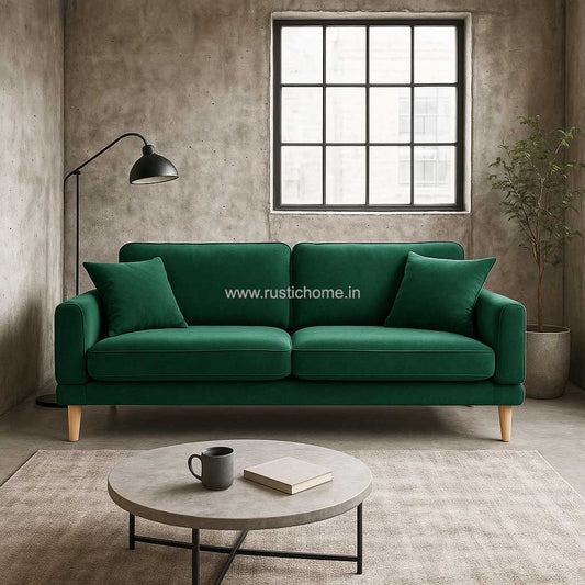 Turner Velvet Green Fabric Three Seater sofa