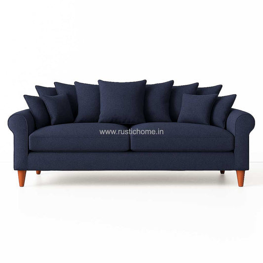 Carlo Comfy Blue 3 Seater Sofa