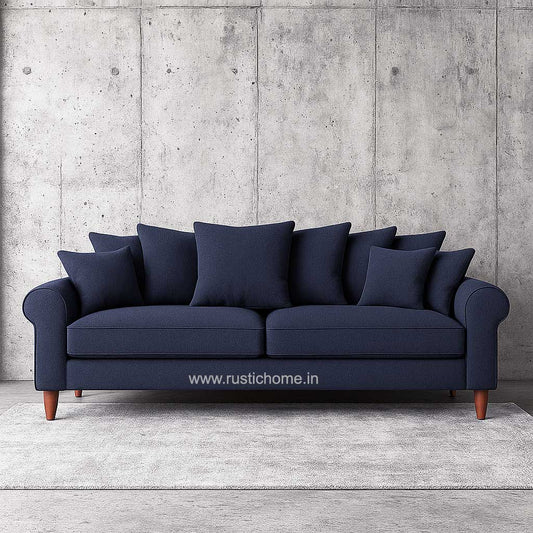 Carlo Comfy Blue 3 Seater Sofa