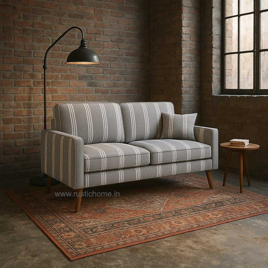 Braya Gray Stripe Printed Three Seater Sofa
