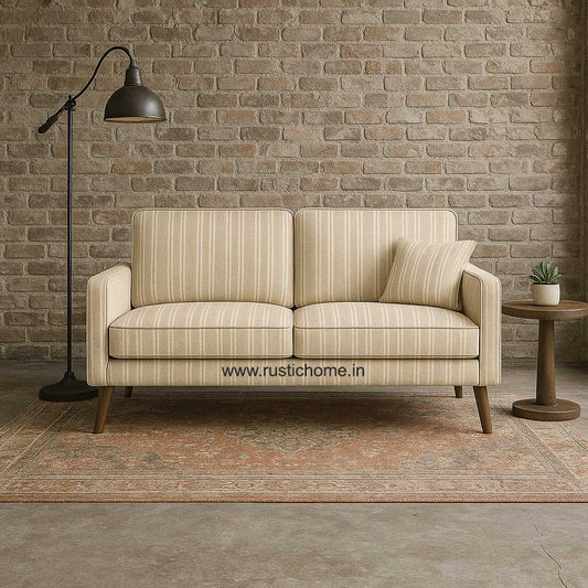 Monarca Beige Printed 3 Seater Sofa