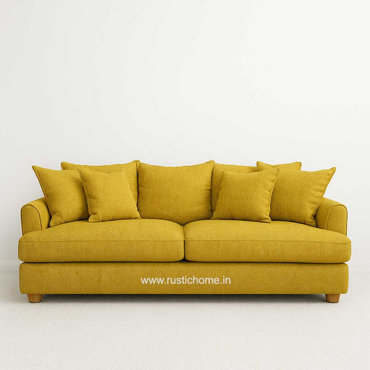 Azriah linen Yellow 3 Seater comfy sofa