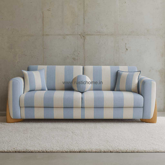 Cloud Blue Stripe Modern 3 Seater sofa