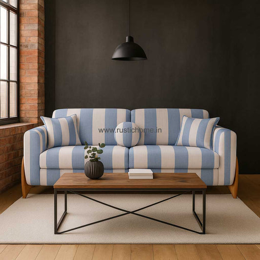Cloud Blue Stripe Modern 3 Seater sofa