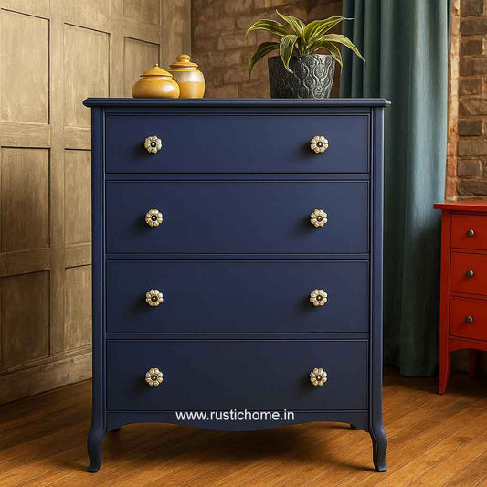 Painted Wooden Tall Chest Of Drawer