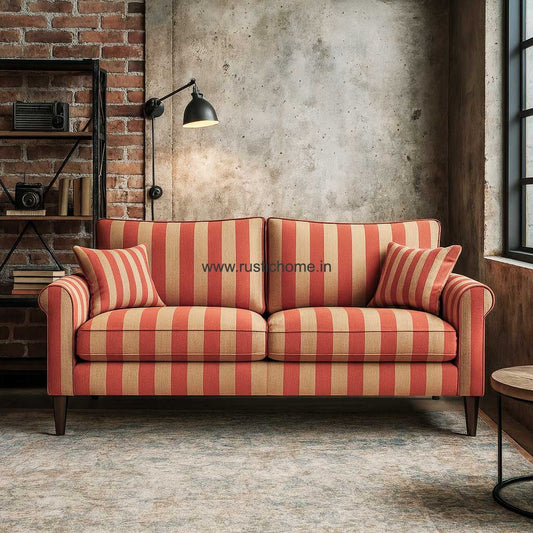 Modo Linen Red Stripe 3 seater sofa
