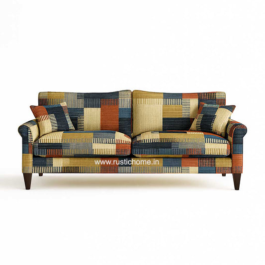 Rustic Patchwork Three Seater Sofa