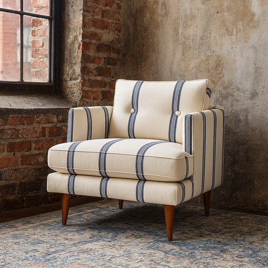 Solna Blue Stripe Printed Accent Chair