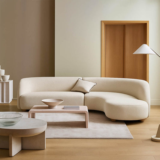 Durban Modern Velvet Beige L-shape sofa