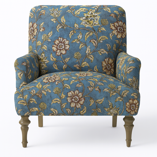 Verto Velvet Florel printed Wing chair