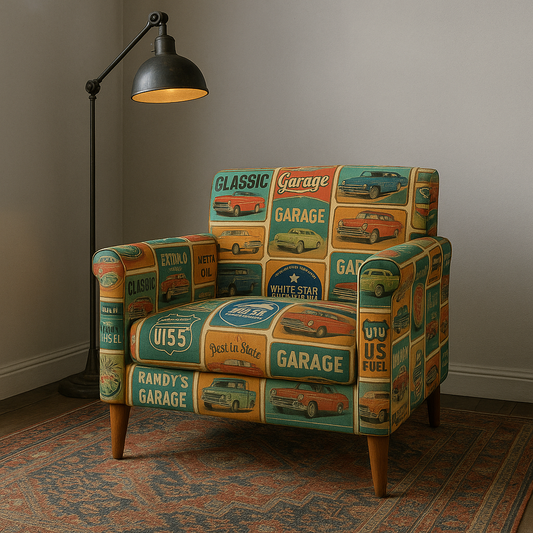 vintage car printed Accent Chair
