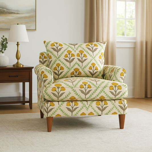 Tulip Bloom Printed Accent Chair