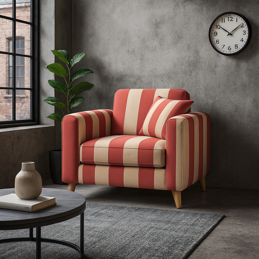 Marbella Stripe Red N White Accent Chair