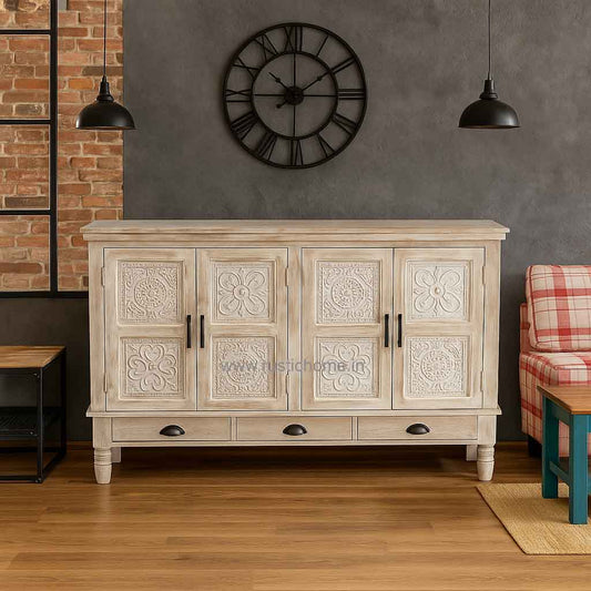 Carved Door Storage Cabinet / Side Board