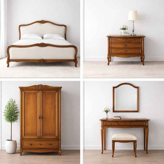 Elegant Carved Upholstered Bedroom set