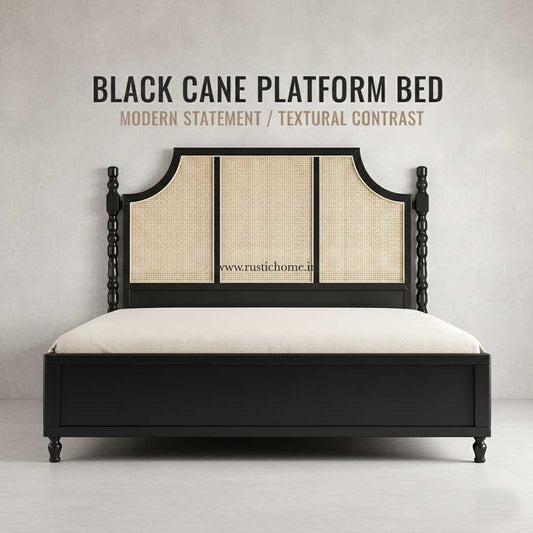Black Cane Plateform Bed