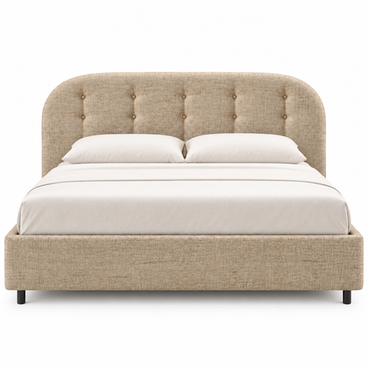 The Clifton Beige Linen Modern Upholstered Bed