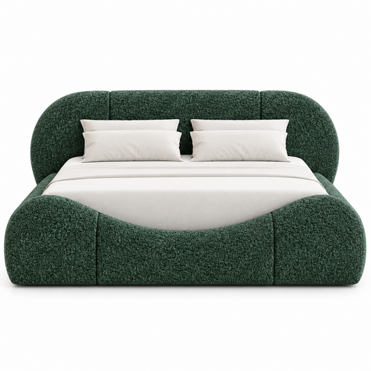 The Astoria Green Boucle Modern Luxury Upholstered Bed