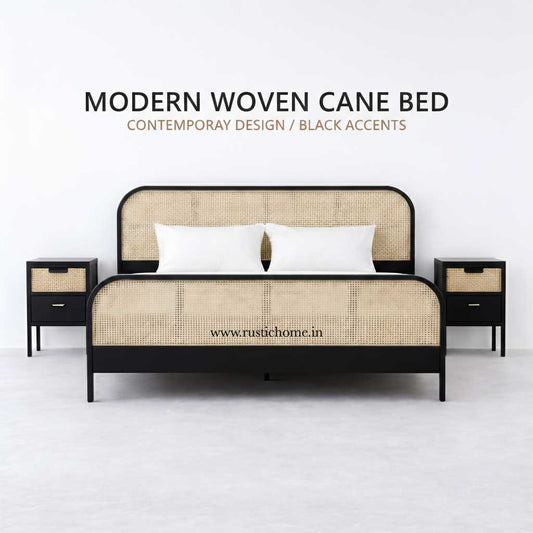Modern Woven Cane Bed