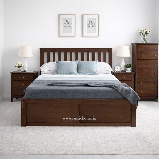 Walnut Slat Drawer Bed