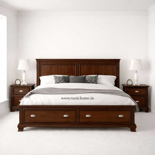 Walnut Front Drawer Storage Bed