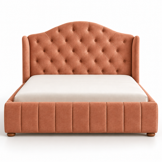 The Celine Modern Pink Velvet Upholstered Bed