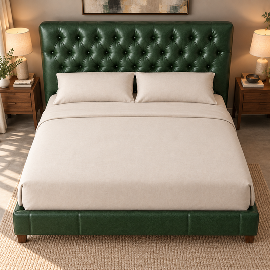 The Brixton Green Leatherette Modern Luxury Upholstered Bed