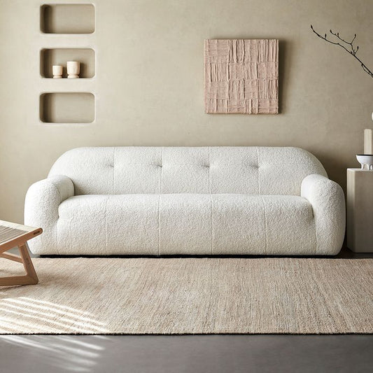 white Boucle 3 seater sofa