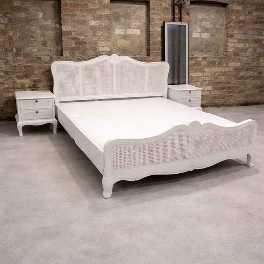 White Rattan French Bed