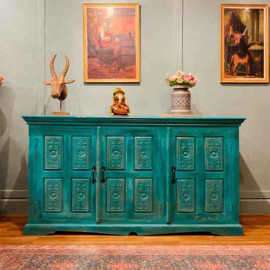 Turquoise Heritage Carved Sideboard