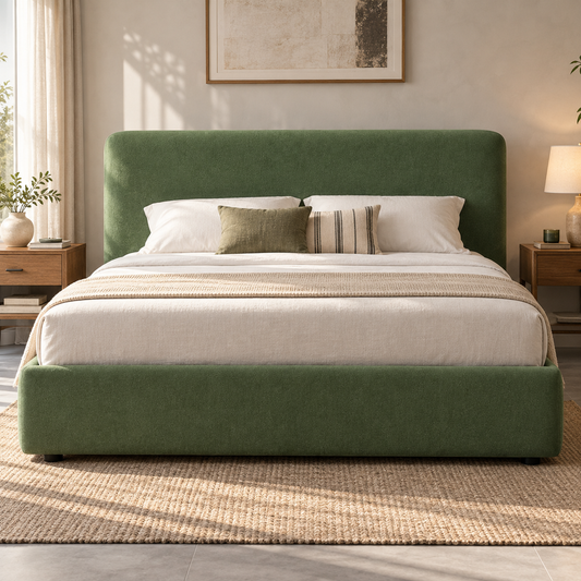 The Sorrento Modern Green Velvet Upholstered Bed