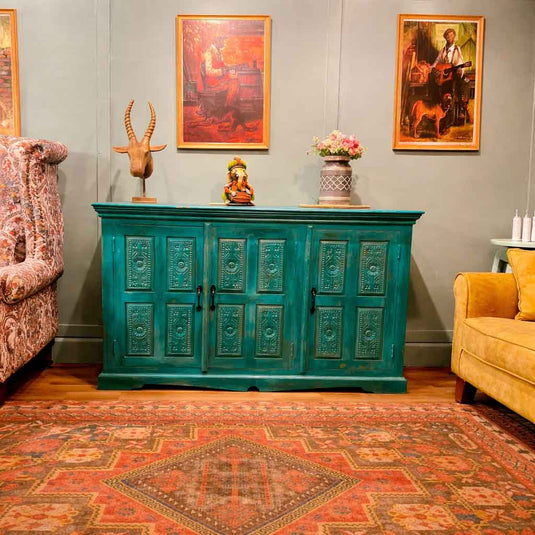 Turquoise Heritage Carved Sideboard