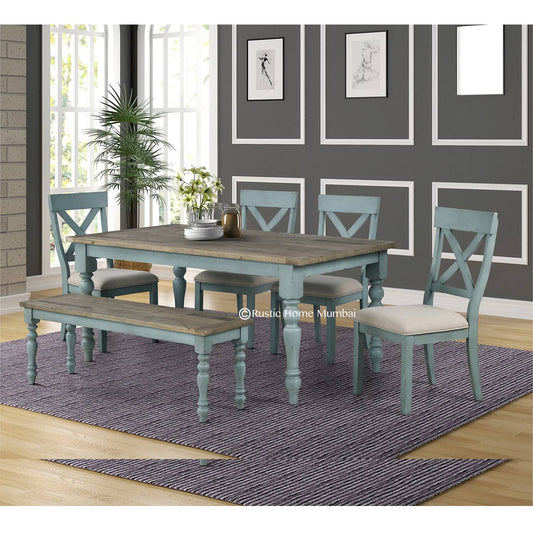 6 Seater Farm House Dining Table Set