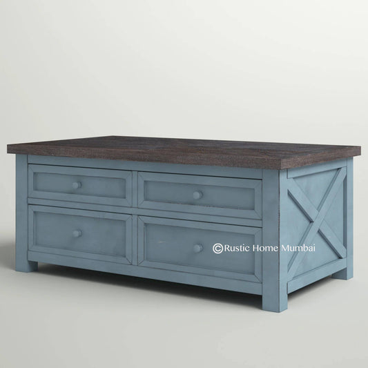 Rustic Drawer.Storage Coffee Table