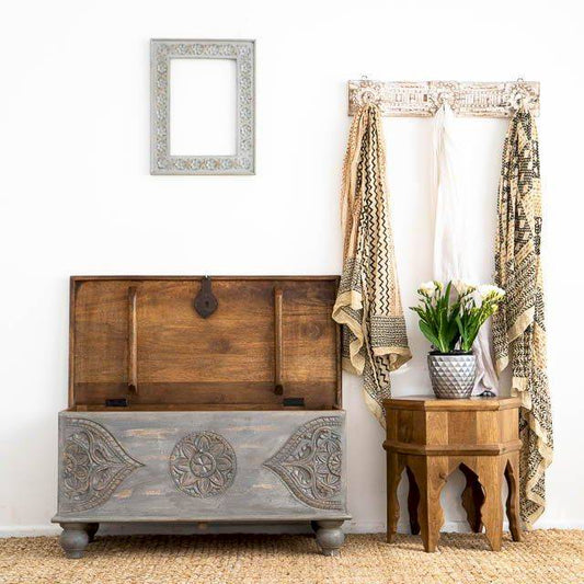 Woooden Carved Trunk CoffeeTable