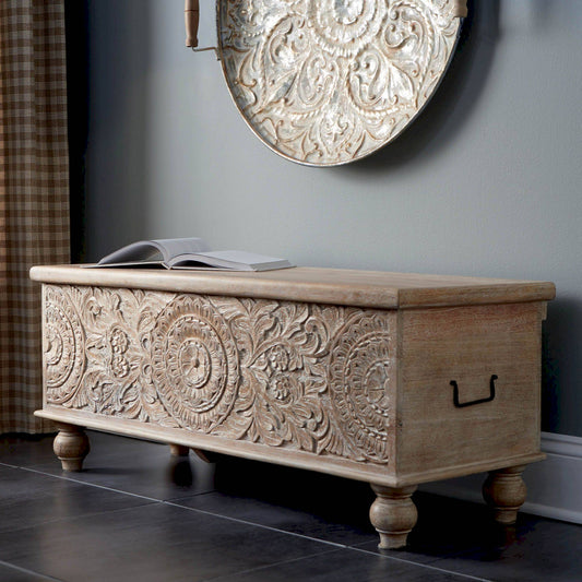 Woooden Carved Trunk CoffeeTable