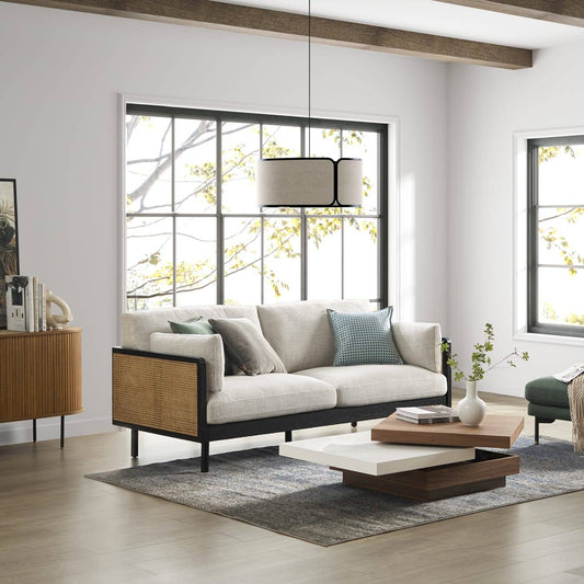 Rustic Rattan 3 Seater  Sofa