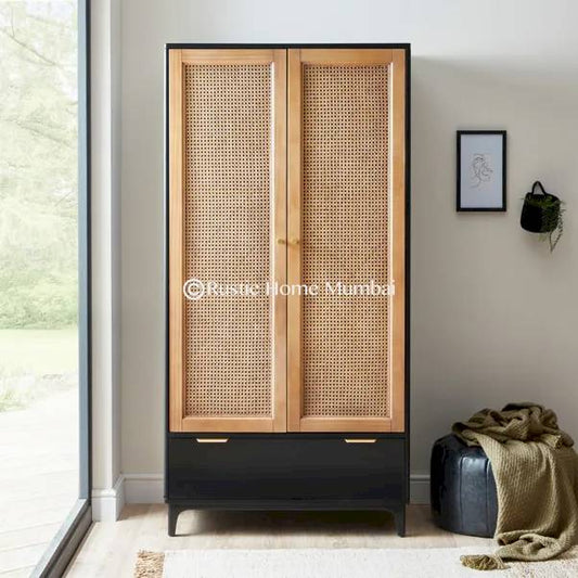 Adlei 3 Door Rattan  Wardrobe