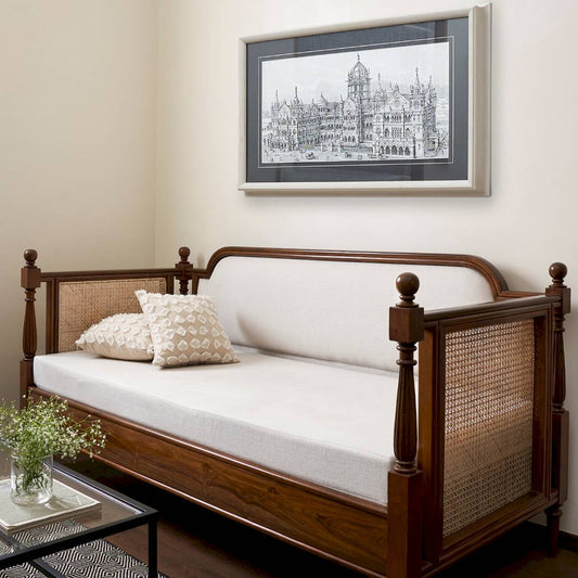 wooden   Rattan 3 Seater  Sofa