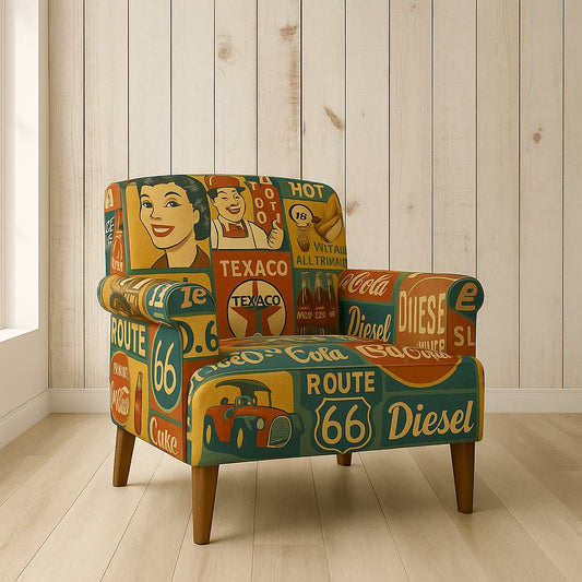 Retro printed accent chair