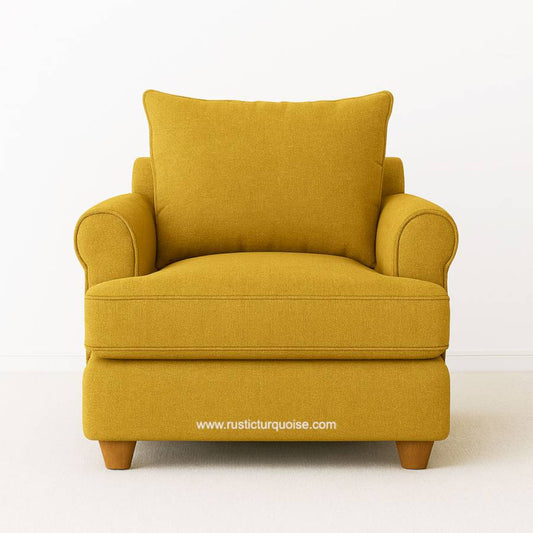 Azriah linen Yellow 3 Seater comfy sofa