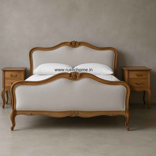 French White Upholstered  Bed